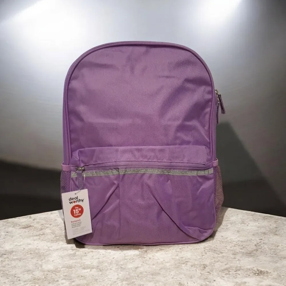 Purple Backpack By Deal Worthy Big Enough To Fit A Laptop. New With Tags